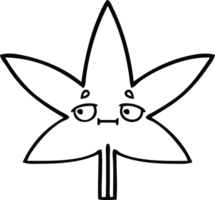 line drawing cartoon of a marijuana leaf png