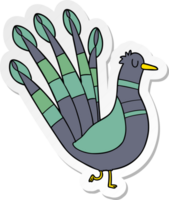 distressed sticker of a cartoon peacock png