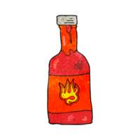 Hand texturiert Karikatur Chili Soße Flasche png