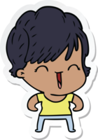 sticker of a cartoon laughing woman png