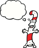 cartoon candy cane with thought bubble png