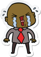 sticker of a cartoon crying bald man png