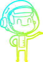 cold gradient line drawing of a happy cartoon astronaut png