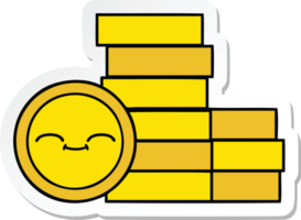 sticker of a cute cartoon coins png