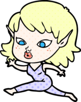 pretty cartoon elf girl running png