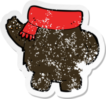 adesivo retrô angustiado de um corpo de urso preto de desenho animado png