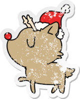 hand- getrokken Kerstmis verontrust sticker tekenfilm van kawaii hert png