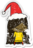 mano disegnato Natale afflitto etichetta cartone animato di kawaii ragazza png