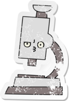 distressed sticker of a cute cartoon microscope png