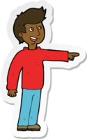 sticker van een cartoon gelukkige man die wijst en lacht png