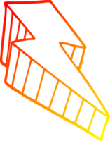 warm gradient line drawing of a cartoon decorative lightning bolt png