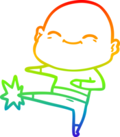 Regenbogen Gradient Linie Zeichnung von ein glücklich Karikatur kahl Mann png