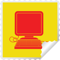 computer with mouse and screen square peeling sticker png