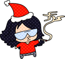 hand drawn christmas cartoon of kawaii girl png