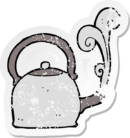 retro distressed sticker of a cartoon old kettle png