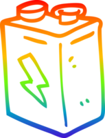 rainbow gradient line drawing of a cartoon battery png