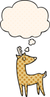 cartoon deer with thought bubble in comic book style png