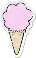 distressed sticker of a cartoon ice cream png