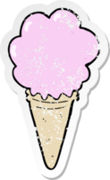 autocollant en détresse d'une glace de dessin animé png