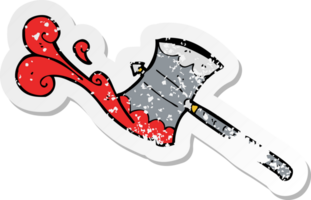 retro distressed sticker of a cartoon double sided axe png