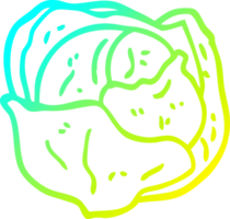 cold gradient line drawing of a cartoon organic lettuce png