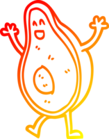 värma lutning linje teckning av en tecknad serie dans avokado png