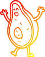 warm gradient line drawing of a cartoon dancing avocado png