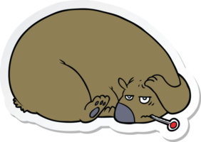 sticker of a cartoon bear with a sore head png