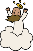 cartoon doodle god on cloud png