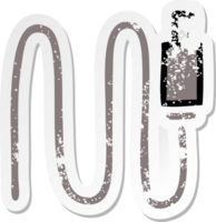 distressed sticker of a cute cartoon audio wire png