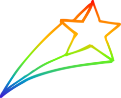 rainbow gradient line drawing of a cartoon shooting star png