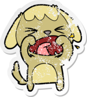 distressed sticker of a cute cartoon dog barking png