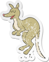 retro distressed sticker of a cartoon kangaroo png