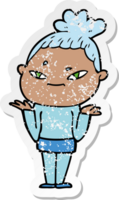 distressed sticker of a cartoon woman png