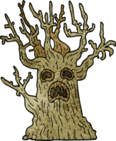 dessin animé doodle arbre effrayant png