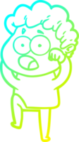 cold gradient line drawing of a cartoon man gasping in surprise png