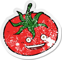 retro distressed sticker of a cartoon tomato png