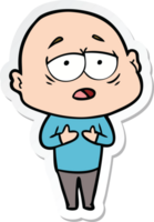 sticker of a cartoon tired bald man png