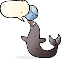 cartone animato l'esecuzione foca con discorso bolla png
