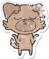 beunruhigter Aufkleber eines niedlichen Cartoonhundes png