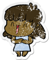 distressed sticker of a cartoon woman png