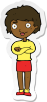 sticker of a cartoon annoyed woman png