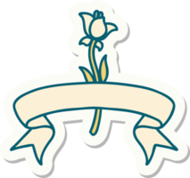 tattoo style sticker with banner of a lily png