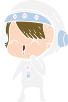 happy flat color style cartoon space girl png