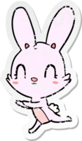 distressed sticker of a cute cartoon rabbit png