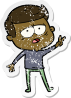 distressed sticker of a cartoon tired man png