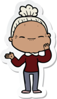 sticker of a cartoon peaceful old woman png