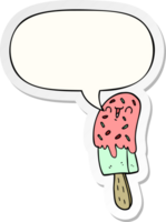 cartoon ice lolly with speech bubble sticker png