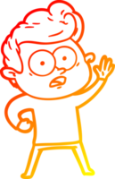 warm gradient line drawing of a cartoon staring man png