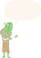 cartoon zombie with speech bubble in retro style png